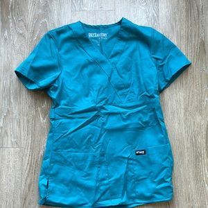 Teal colored XS greys anatomy scrub top